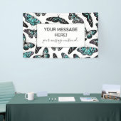 Aqua Aquamarin Black Butterfets Wasserfarben Muste Banner (Messeveranstaltung)