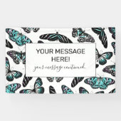 Aqua Aquamarin Black Butterfets Wasserfarben Muste Banner (Horizontal)