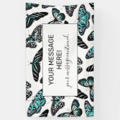 Aqua Aquamarin Black Butterfets Wasserfarben Muste Banner (Vertikal)