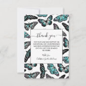 Aqua Aquamarin Black Butterfets Wasserfarben Muste Dankeskarte (Vorderseite)