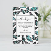Aqua Aquamarin Black Butterfets Wasserfarben Muste Dankeskarte (Stehend Vorderseite)