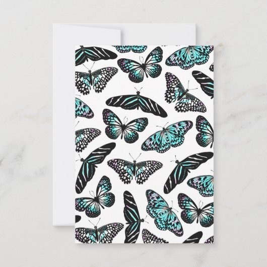 Aqua Aquamarin Black Butterfets Wasserfarben Muste Dankeskarte (Rückseite)