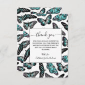 Aqua Aquamarin Black Butterfets Wasserfarben Muste Dankeskarte (Vorne/Hinten)