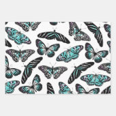 Aqua Aquamarin Black Butterfets Wasserfarben Muste Geschenkpapier Set (Vorderseite 2)