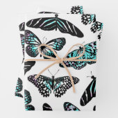 Aqua Aquamarin Black Butterfets Wasserfarben Muste Geschenkpapier Set (Beispiel)