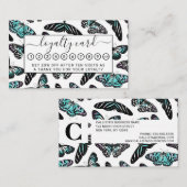 Aqua Aquamarin Black Butterfets Wasserfarben Muste Treuekarte (Vorne/Hinten)