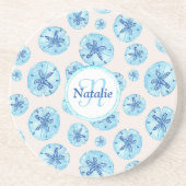 Aqua aquamarin-blau Sand Dollar Aquarell individue Getränkeuntersetzer (Vorne)