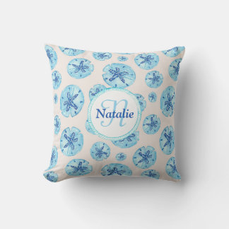 Aqua aquamarin-blau Sand Dollar Aquarell individue Kissen