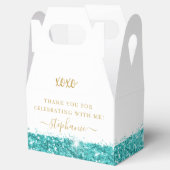 Aqua Aquamarin Blue Glitzer Confetti Chic Personal Geschenkschachtel (Geöffnet)