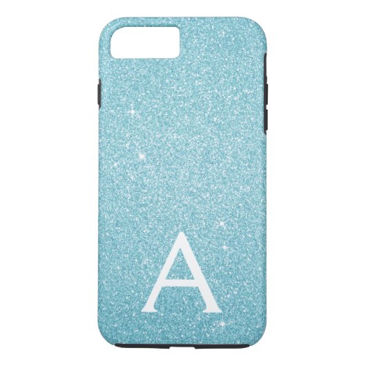 Aqua Aquamarin Blue Glitzer und Sparkle Monogram Case-Mate iPhone Hülle (Rückseite)