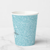 Aqua Aquamarin Blue Glitzer und Sparkle Monogram Pappbecher (Links)