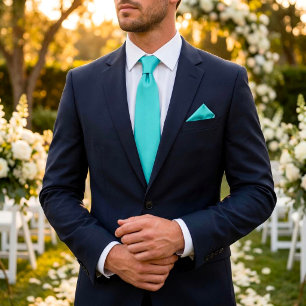 Aqua Aquamarin Blue Green Türkise Solid Krawatte