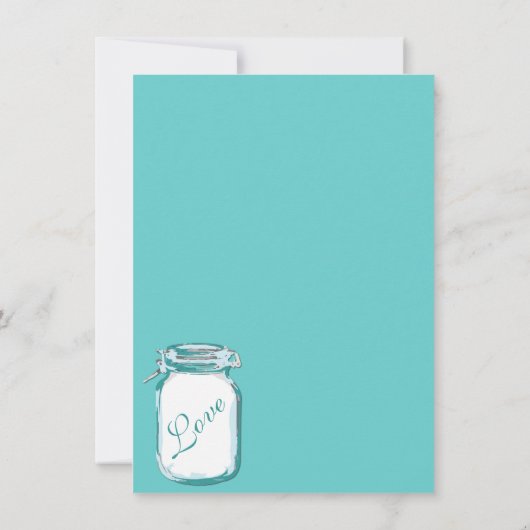 Aqua Aquamarin Blue Mason Jar Rustikale Hochzeit E Einladung (Rückseite)