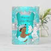 Aqua Aquamarin Blue Princess Baby Dusche Ethnic Einladung (Stehend Vorderseite)