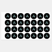 Aqua Aquamarin Blue Script Girly Monogram Name Etiketten (Blatt)