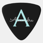 Aqua Aquamarin Blue Script Girly Monogram Name Plektrum<br><div class="desc">Black and Aqua Aquamarin Blue Monogram Name Plektrum. Das macht den perfekten 16 Geburtstag,  Hochzeit,  Brautparty,  Jubiläum,  Babydusche oder Junggeselinnen-Abschied Geschenk für jemanden,  der Lieben glamourösen Luxus und schicke Stile.</div>