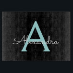 Aqua Aquamarin Blue Script Girly Monogram Name Schneidebrett<br><div class="desc">Black und Aqua Aquamarin Blue Simple Script Monogram Name Cutting Board. Dies macht den perfekten Abschluss,  Geburtstag,  Hochzeit,  Brautparty,  Jubiläum,  Babydusche oder Junggeselinnen-Abschied Geschenk für jemanden,  die Lieben glamourösen Luxus und schicke Stile.</div>
