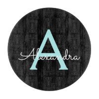 Aqua Aquamarin Blue Script Girly Monogram Name