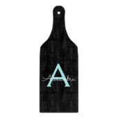 Aqua Aquamarin Blue Script Girly Monogram Name Schneidebrett (Vorderseite)