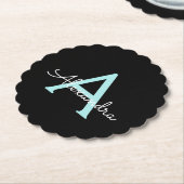 Aqua Aquamarin Blue Script Girly Monogram Name Untersetzer (angewinkelt)