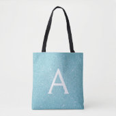 Aqua Aquamarin Blue Sparkle Elegante Monogram Book Tasche (Vorderseite)