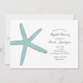 Aqua Aquamarin Blue Starfish White Beach Brautpart Einladung (Vorderseite)