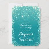 Aqua Aquamarin Blue Starry Night Sky Celestial Swe Einladung (Vorderseite)