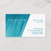 Aqua Aquamarin Blue Water Ripple Pool & Wellness-C Visitenkarte (Rückseite)