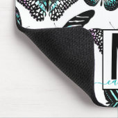 Aqua Aquamarin Butterfisch Wasserfarben Muster Mon Mousepad (Ecke)