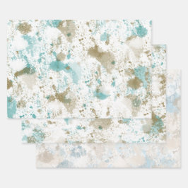 Aqua Aquamarin Creme Gefärbte Krawatte Abstrakt Geschenkpapier Set