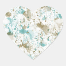 Aqua Aquamarin Creme Watercolor Gefärbte Krawatte  Herz-Aufkleber
