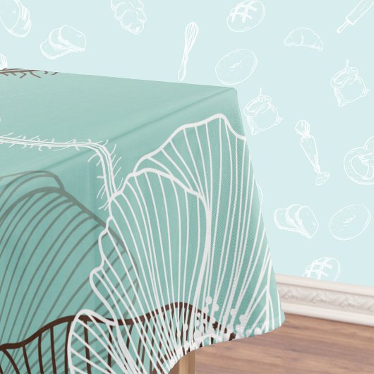 Aqua Aquamarin Floral Kontur Muster Tischdecke