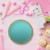 Aqua Aquamarin getauchte Gold Glitzer Glam Sparkle Pappteller (Party)