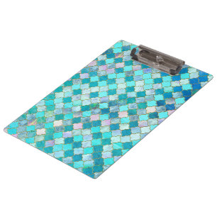 Aqua Aquamarin Gold Oriental Marokkanisches Fliese Klemmbrett