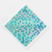 Aqua Aquamarin Gold Oriental Marokkanisches Fliese Serviette (Ecke)