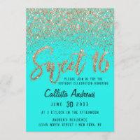 Aqua Aquamarin Gold Scattered Glitzer Ombre Sweet