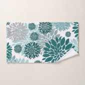 Aqua Aquamarin Grau Blume Muster Badhandtuch Set (Handtuch)