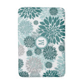 Aqua Aquamarin Gray Blume Grau Muster Badematte (Vorderseite Vertikal)