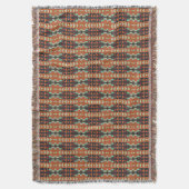 Aqua Aquamarin Green Orange Taupe Beige Tribal Art Decke (Vorderseite Vertikal)