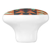 Aqua Aquamarin Green Orange Taupe Beige Tribal Art Keramikknauf (Seitenansicht)