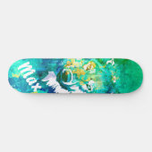 Aqua aquamarin-grüne Wolfskateboard Skateboard (Horizontal)