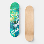 Aqua aquamarin-grüne Wolfskateboard Skateboard (Vorderseite)