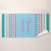 Aqua Aquamarin Individuelle Name Badehandtuch für (Badehandtuch)