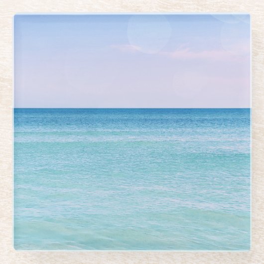 Aqua Aquamarin Lavendel Ocean Waves Tropical Beach Glasuntersetzer (Vorderseite)
