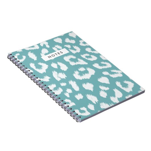 Aqua Aquamarin Leopard Print Notebook Notizblock (Rechte Seite)