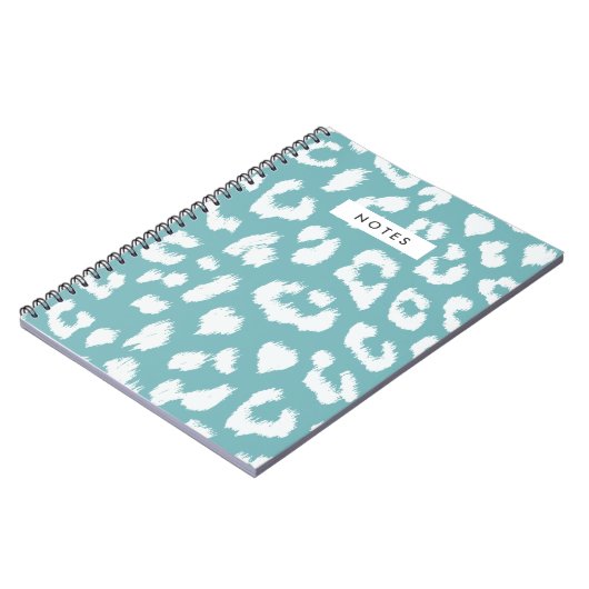 Aqua Aquamarin Leopard Print Notebook Notizblock (Linke Seite)