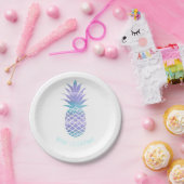 Aqua Aquamarin & Lila Ananas Tropischer Chic Party Pappteller (Party)