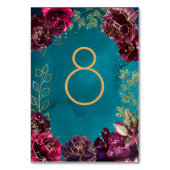 Aqua Aquamarin Merlot Jewel Tone Gold Tischnummer (Vorderseite)