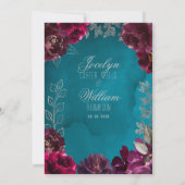 Aqua Aquamarin Merlot Jewel Tone Hochzeit Einladun Einladung (Rückseite)
