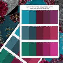 Aqua Aquamarin Merlot Jewel Tone Wedding Color Pal